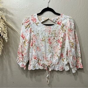 American Eagle Outfitters Floral Blouse in White and Pink